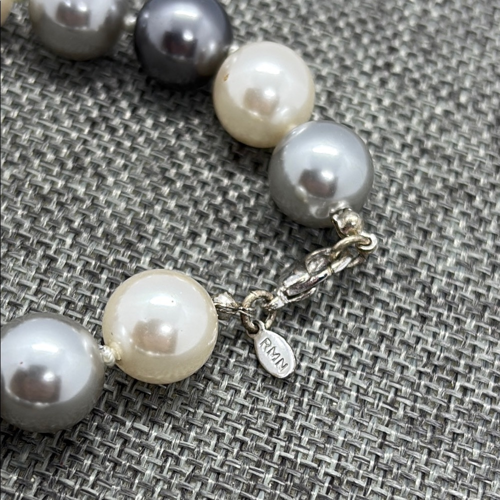 RMN Sophisticated Silver and White Faux Pearl Necklace - Picture 3 of 6
